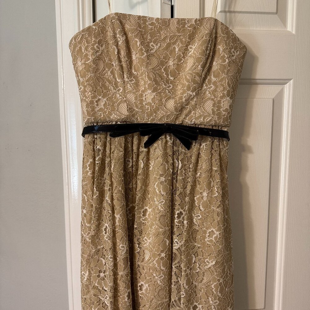 ✨ Lulus Lace Empire Waist Dress – Champagne/Beige | New, Never Worn ✨